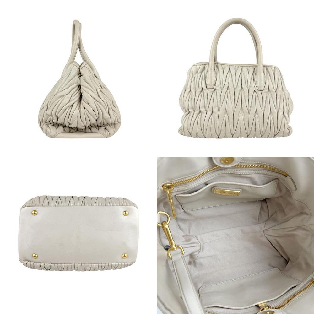 Miu Miu Matelasse 2way Bag leather Shoulder Ivory White